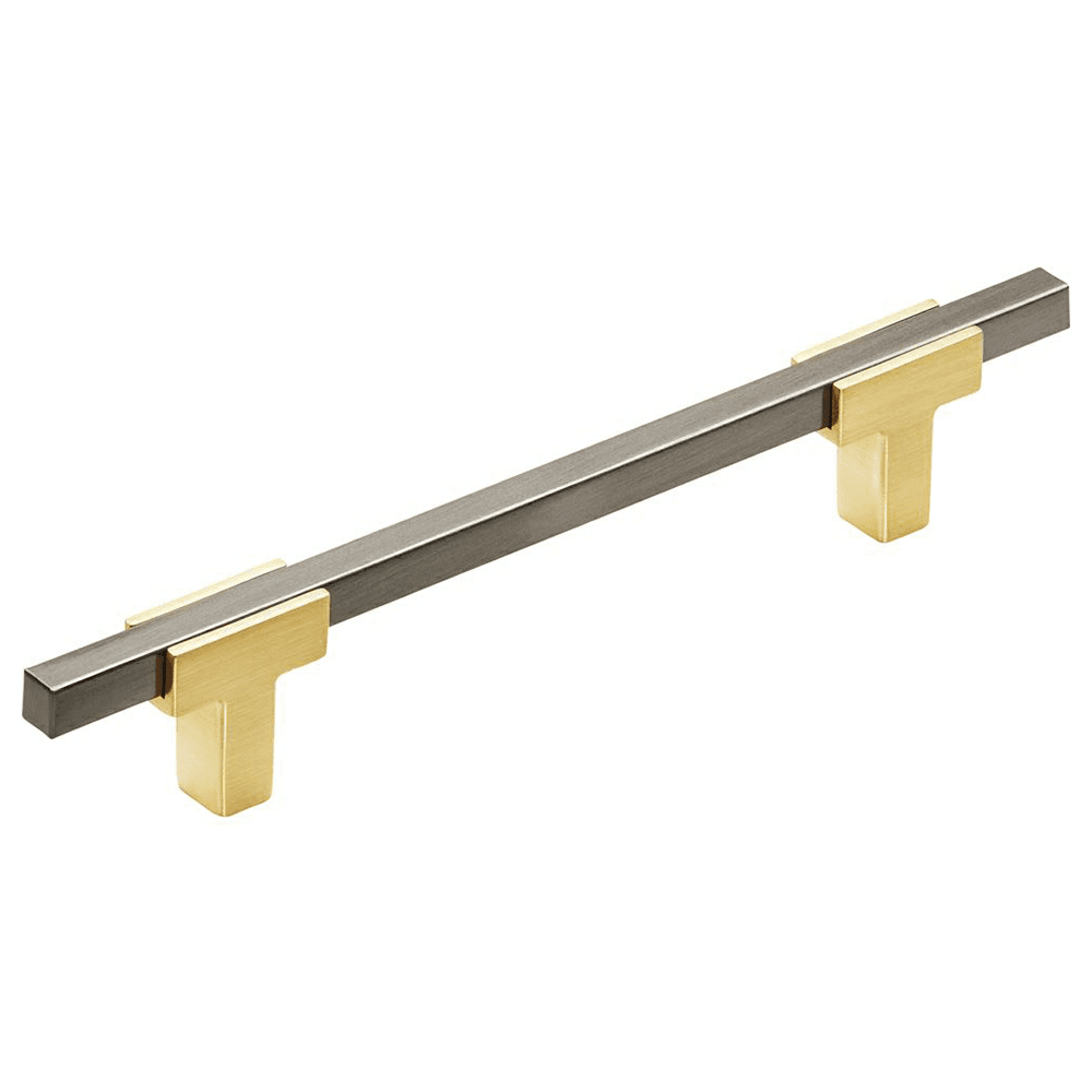 5-1/16" Urbanite Handle Pull, Brushed Gold/Black Chrome