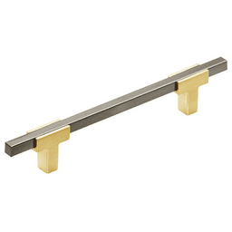5-1/16" Urbanite Handle Pull, Brushed Gold/Black Chrome