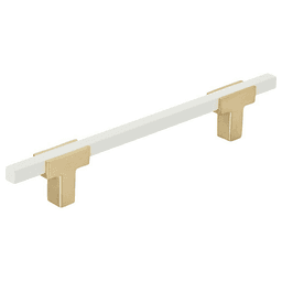 5-1/16" Urbanite Handle Pull, Brushed Gold/White