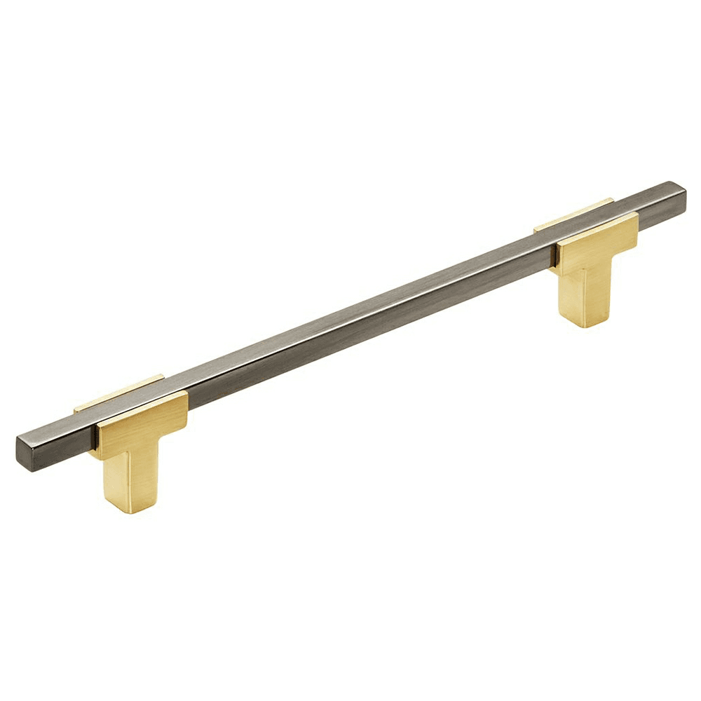 6-5/16" Urbanite Handle Pull, Brushed Gold/Black Chrome