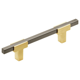 3-3/4" Urbanite Handle Pull, Brushed Gold/Black Chrome