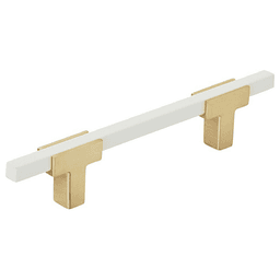 3-3/4" Urbanite Handle Pull, Brushed Gold/White