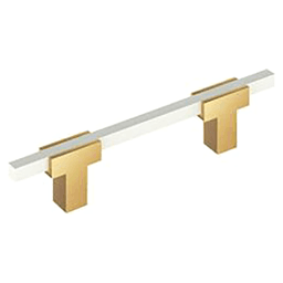 3-3/4" Urbanite Cabinet Pull, Polished Champagne Bronze/White