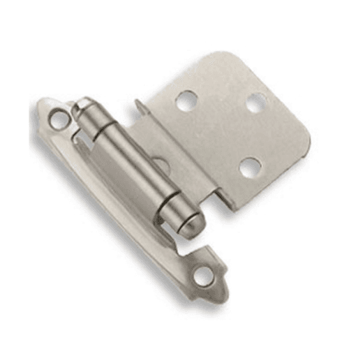 3/8" Inset Face Mount Hinge, Modern Design, Self-Closing, Satin Nickel