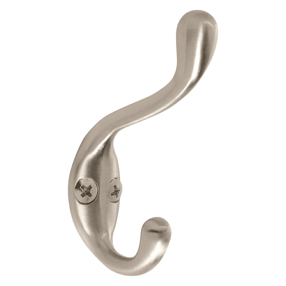 3-5/16" x 3-1/4" Medium Coat/Hat Hook, Satin Nickel Finish