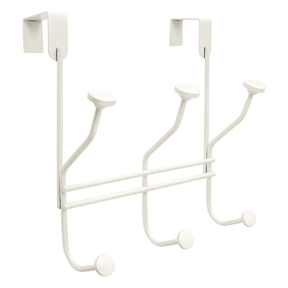 9-3/4" x 7-1/4" Triple Over the Door Hook, White Finish