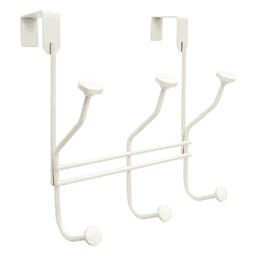9-3/4" x 7-1/4" Triple Over the Door Hook, White Finish