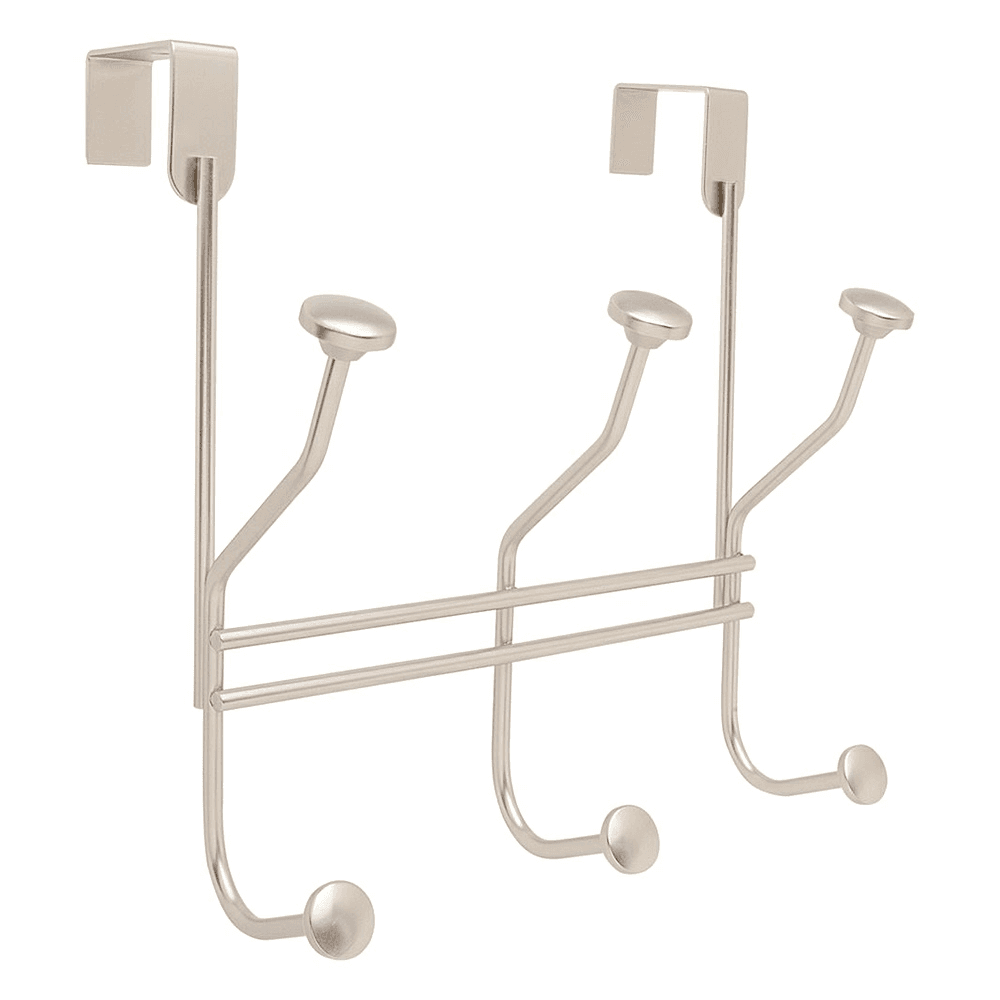 9-3/4" x 7-1/4" Triple Over the Door Hook, Silver Finish