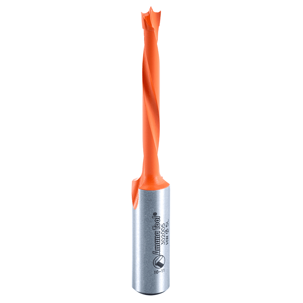 5mm x 77mm Brad Point Boring Bit, Left Hand, 10mm Shank