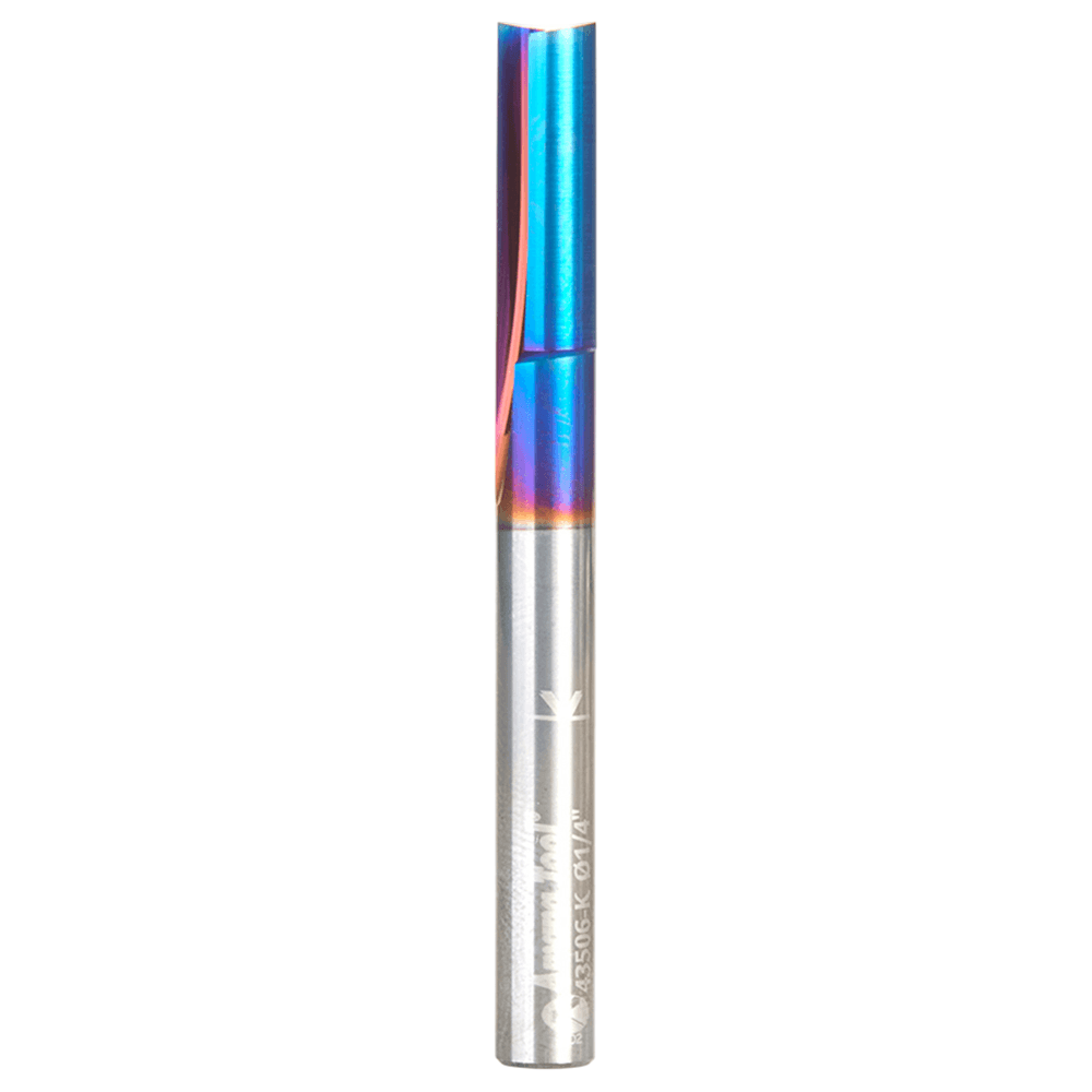 1/4" Dia x 3/4" Spektra Extreme Tool Life Coated Double 'V' Flute Plastic Cutting Straight Router Bit, 1/4" Shank