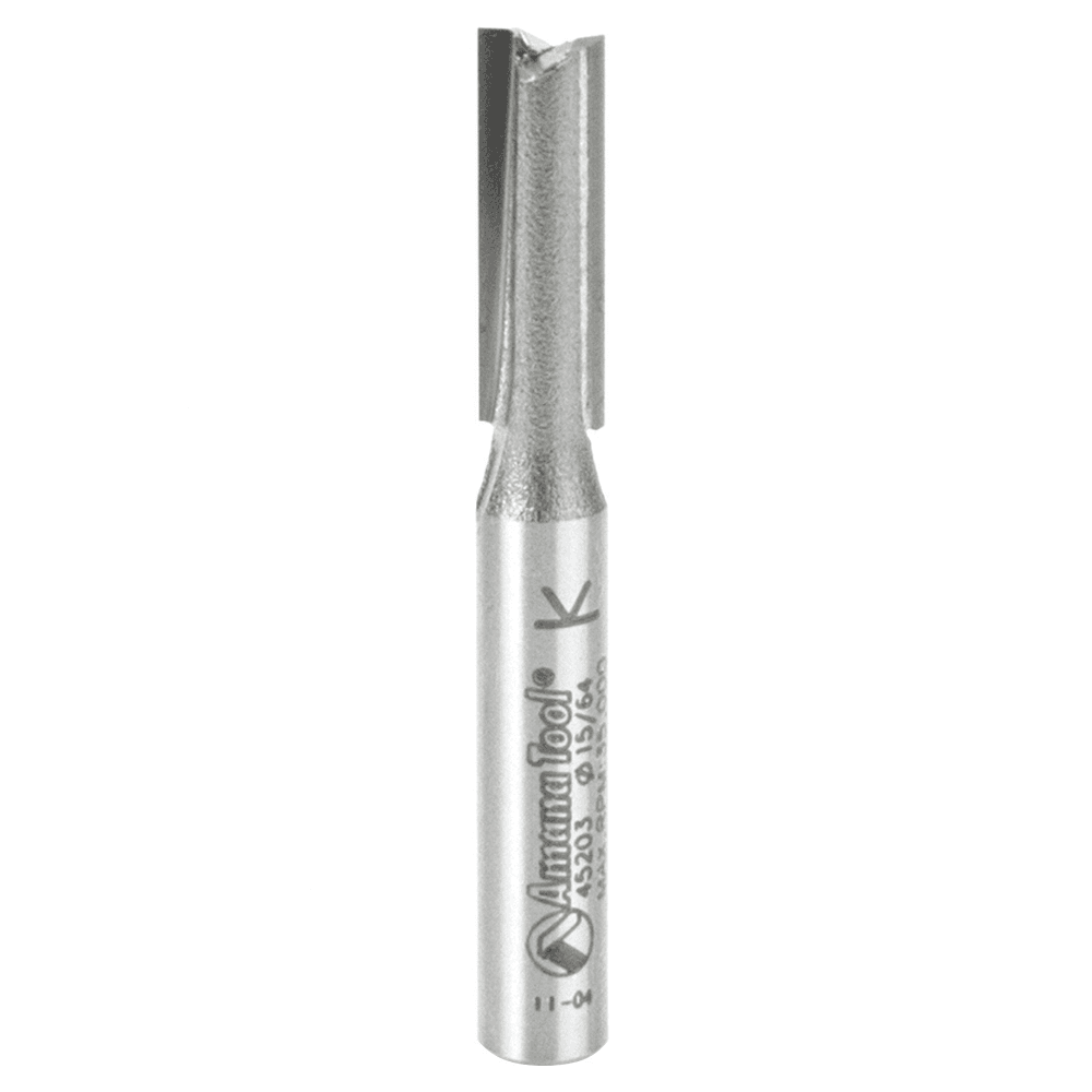 15/64" x 2" Undersized Plywood Dado Plunge Router Bit, 2-Flute, 1/4" Shank