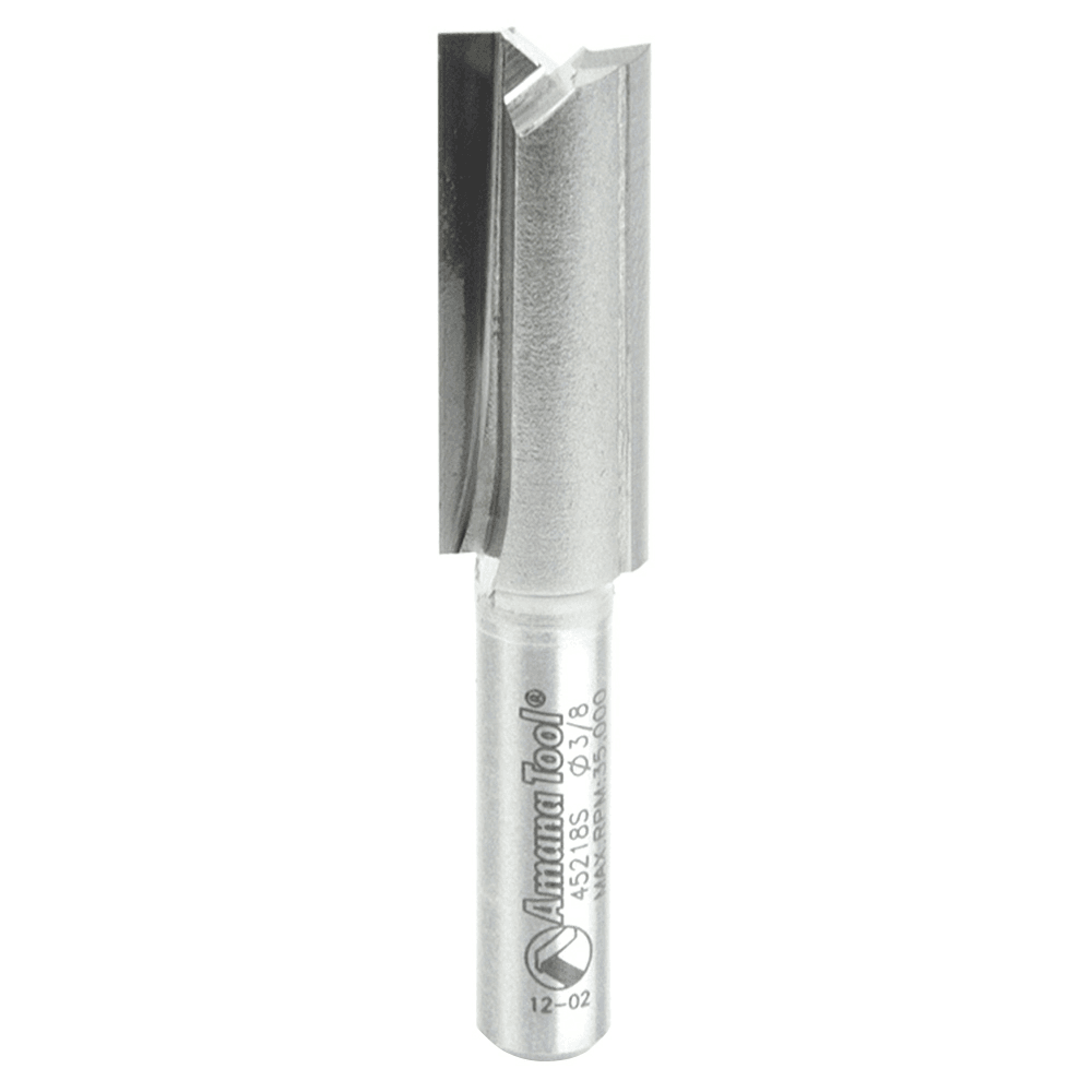 3/8" x 2" x 1" High Production Straight Plunge Router Bit, 2-Flute, 1/4" Shank