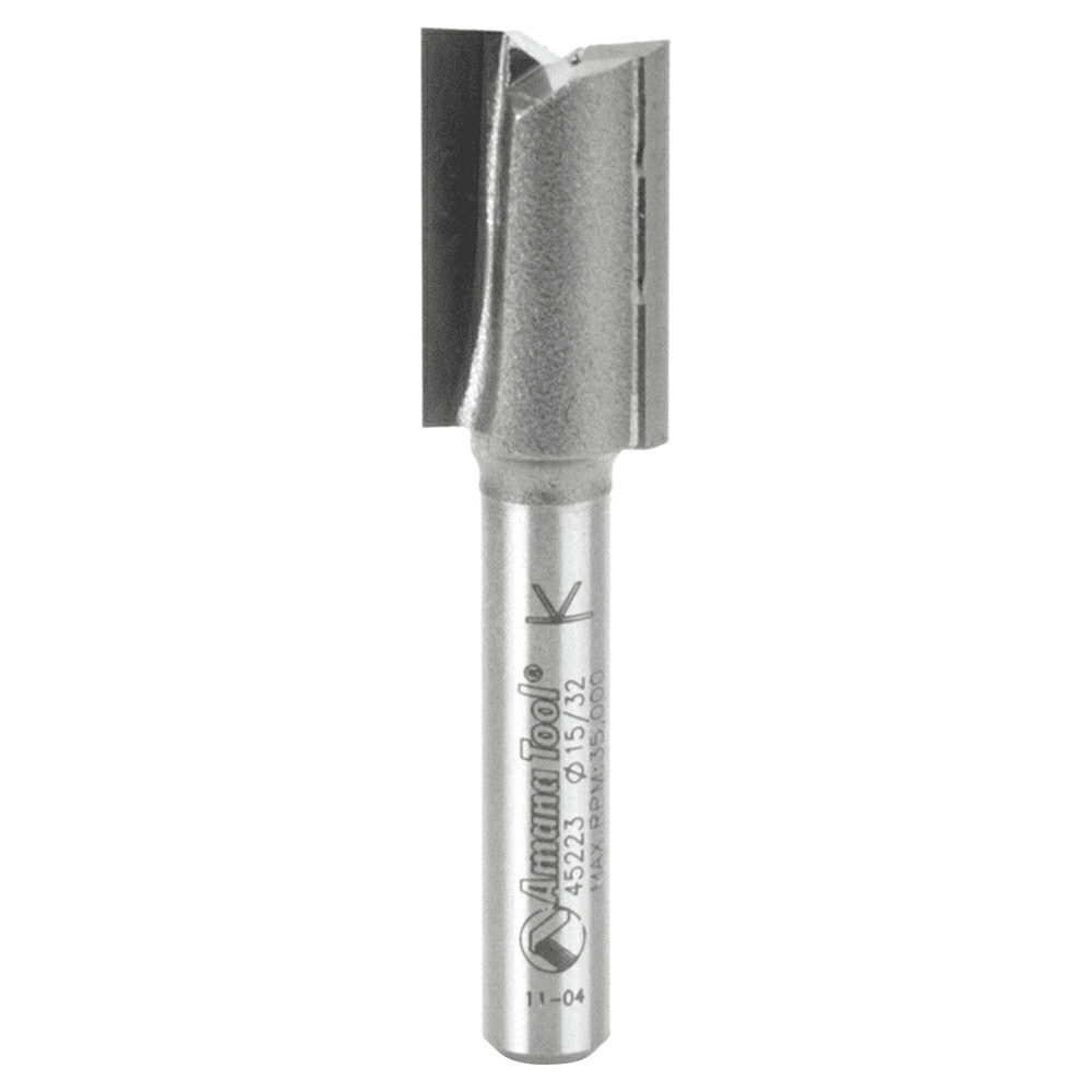 15/32" x 2" Undersized Plywood Dado Plunge Router Bit, 2-Flute, 1/4" Shank