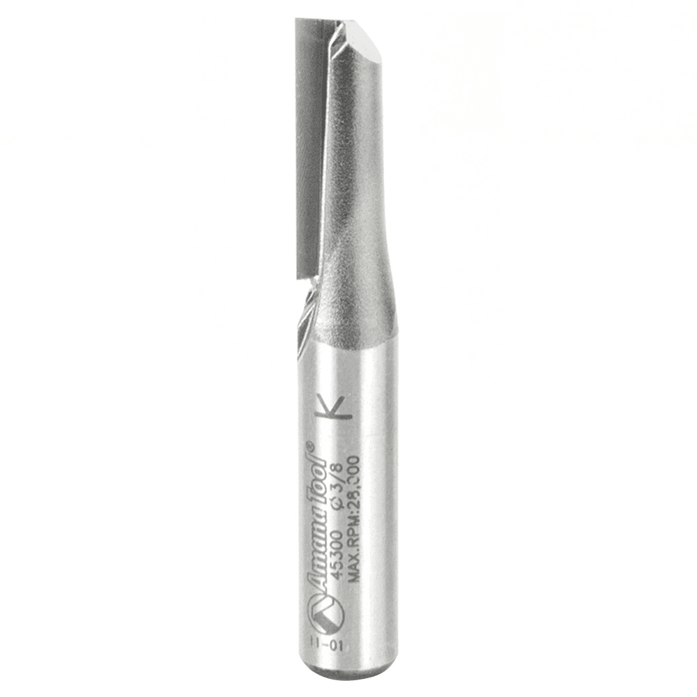 3/8" x 2-1/2" High Production Straight Plunge Router Bit, 1-Flute, 3/8" Shank