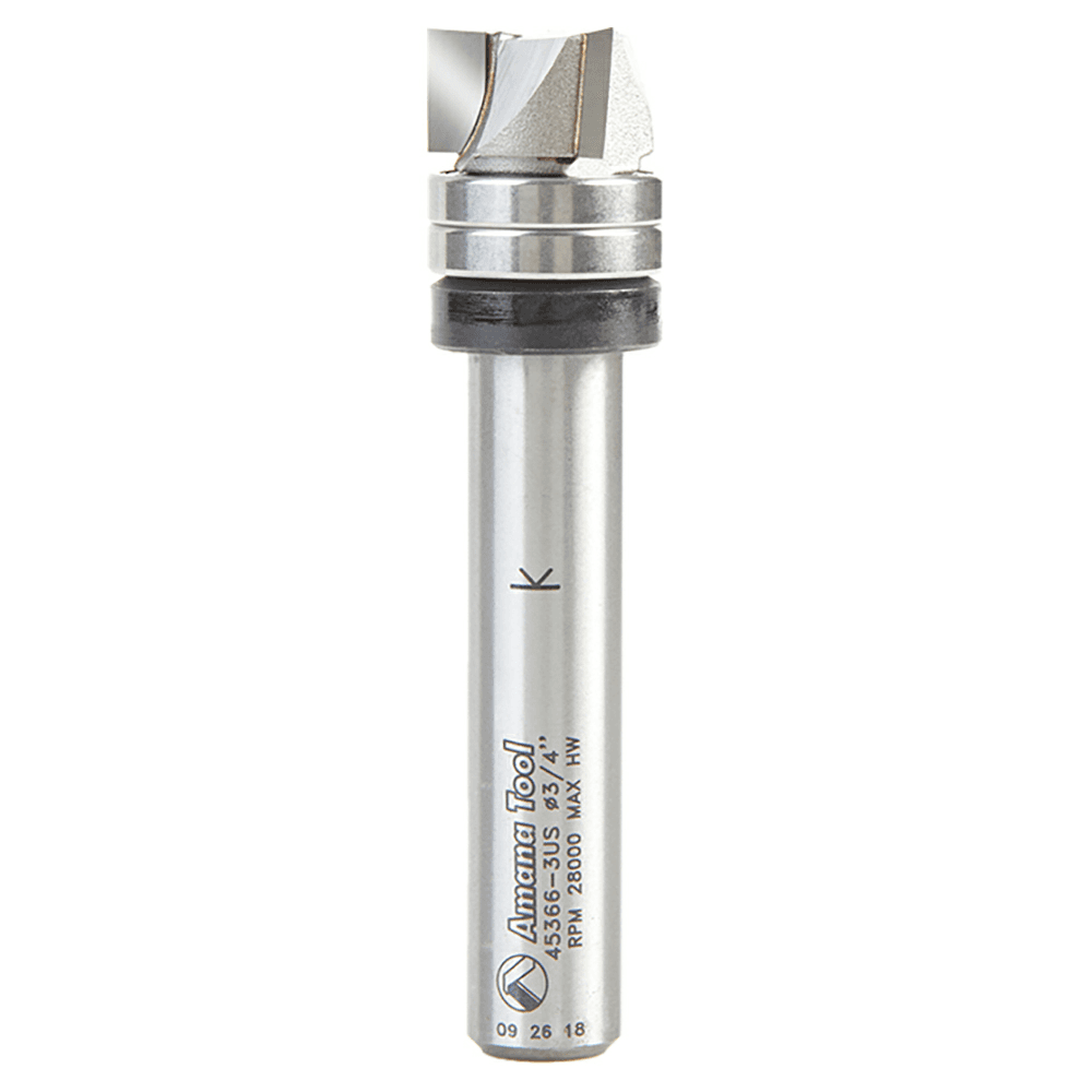 3/4" x 3-1/4" High Production Up Shear Flush Trim Plunge Template Router Bit, 3-Flute, 1/2" Shank
