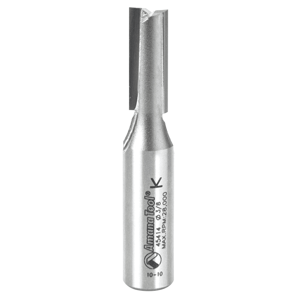 3/8" x 2-3/4" 3° Production Shear Straight Plunge Router Bit, 2-Flute, 1/2" Shank