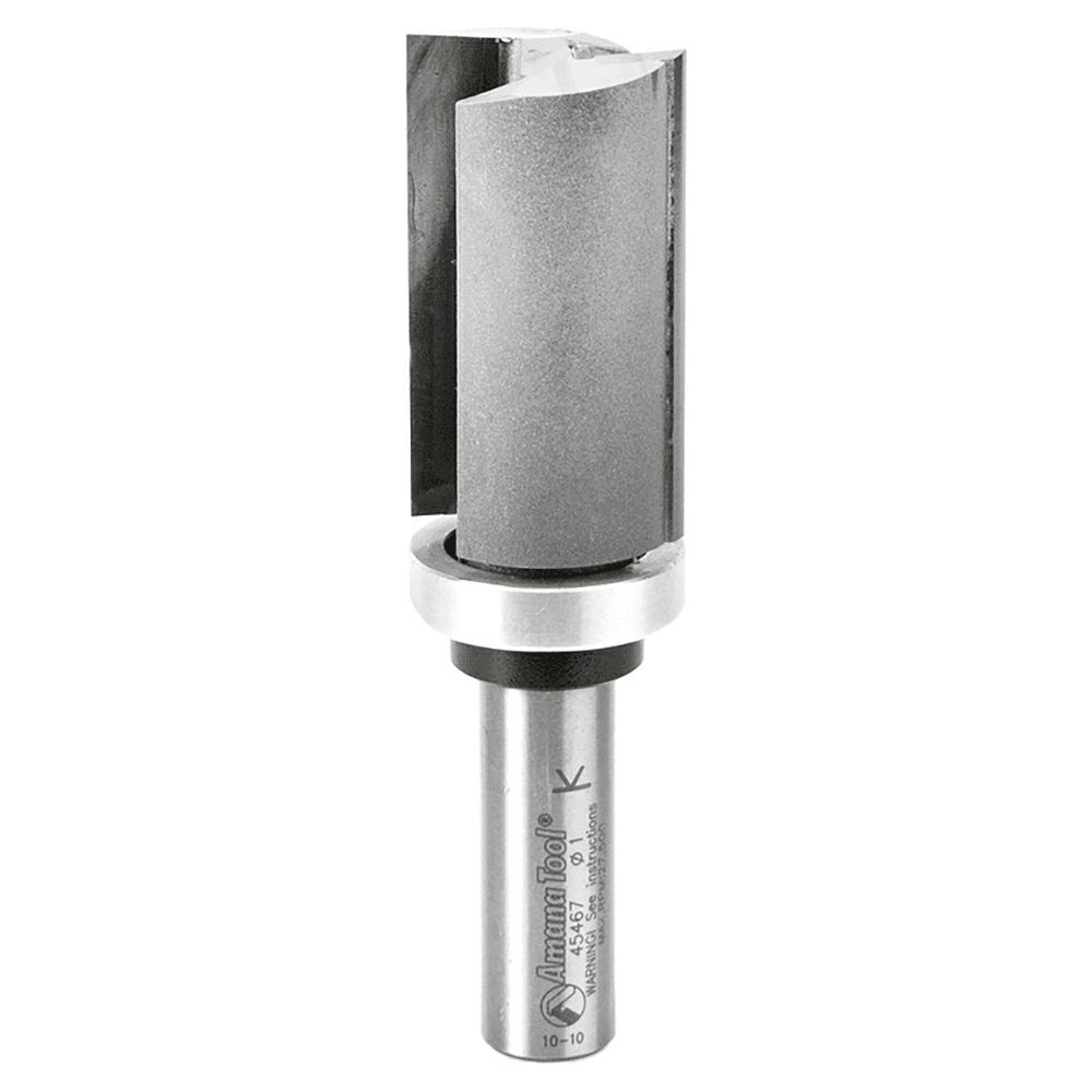1" x 3-3/4" Flush Trim Plunge Template Router Bit with Upper Ball Bearing, 2-Flute, 1/2" Shank