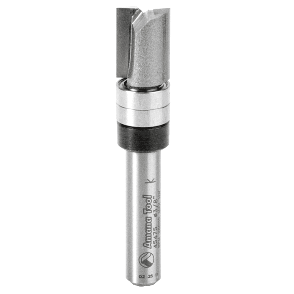 3/8" x 2" Flush Trim Plunge Template with Upper Ball Bearing, 2-Flute, 1/4" Shank