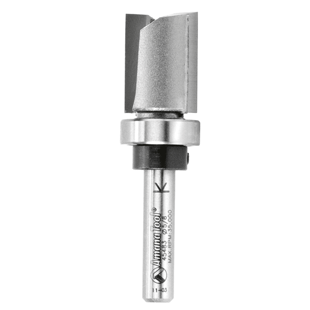 5/8" x 2-1/2" Flush Trim Plunge Template with Upper Ball Bearing, 2-Flute, 1/4" Shank