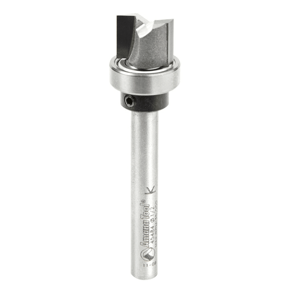 1/2" x 2-1/2" Flush Trim Plunge Template Router Bit with Oversized Upper Ball Bearing, 2-Flute, 1/4" Shank