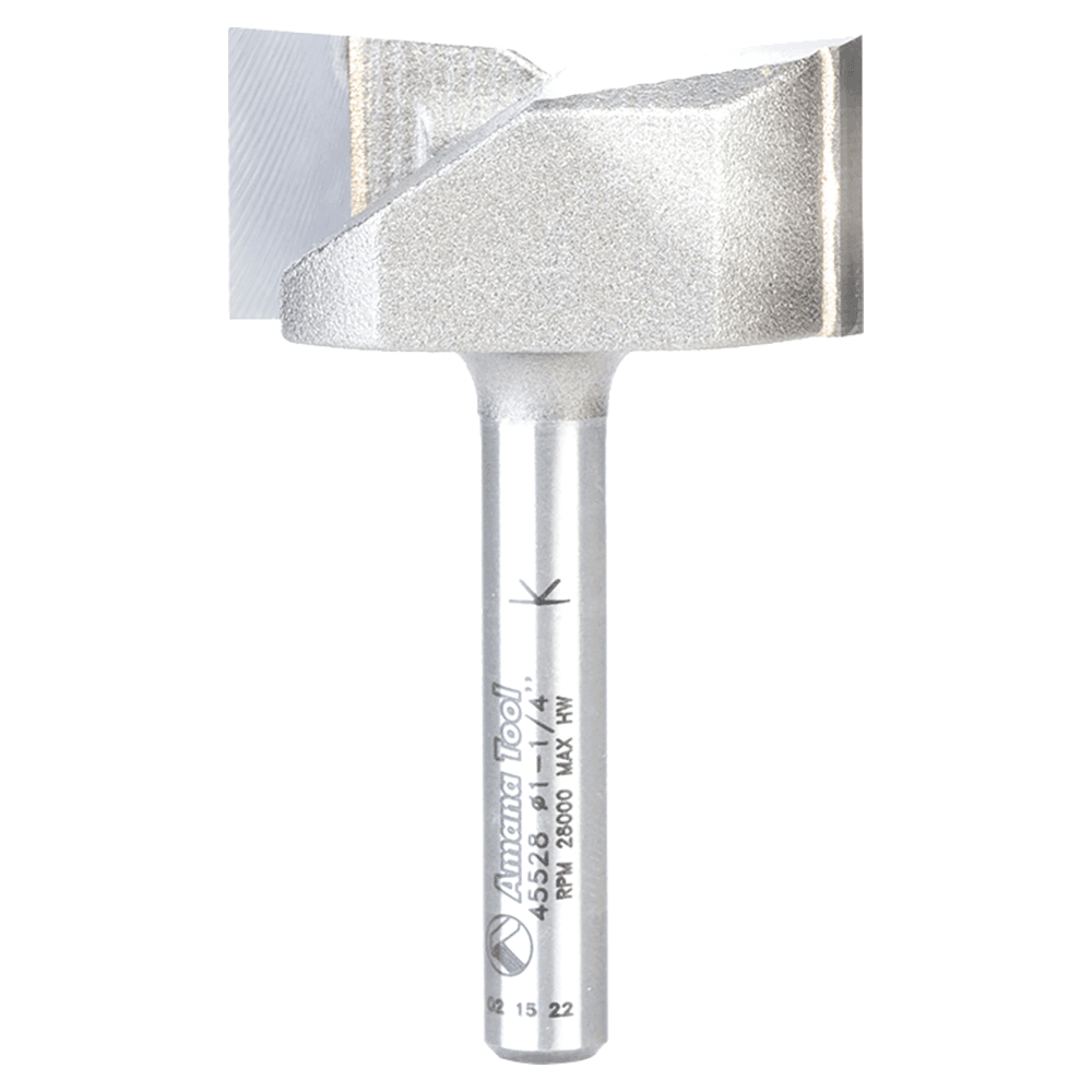 1-1/4" x 9/16" Carbide Tipped Spoilboard Surfacing, Rabbeting, Flycutter, Slab Leveler, Surface Planer/Flattening Router Bit, 2-Flute, 1/4" Shank
