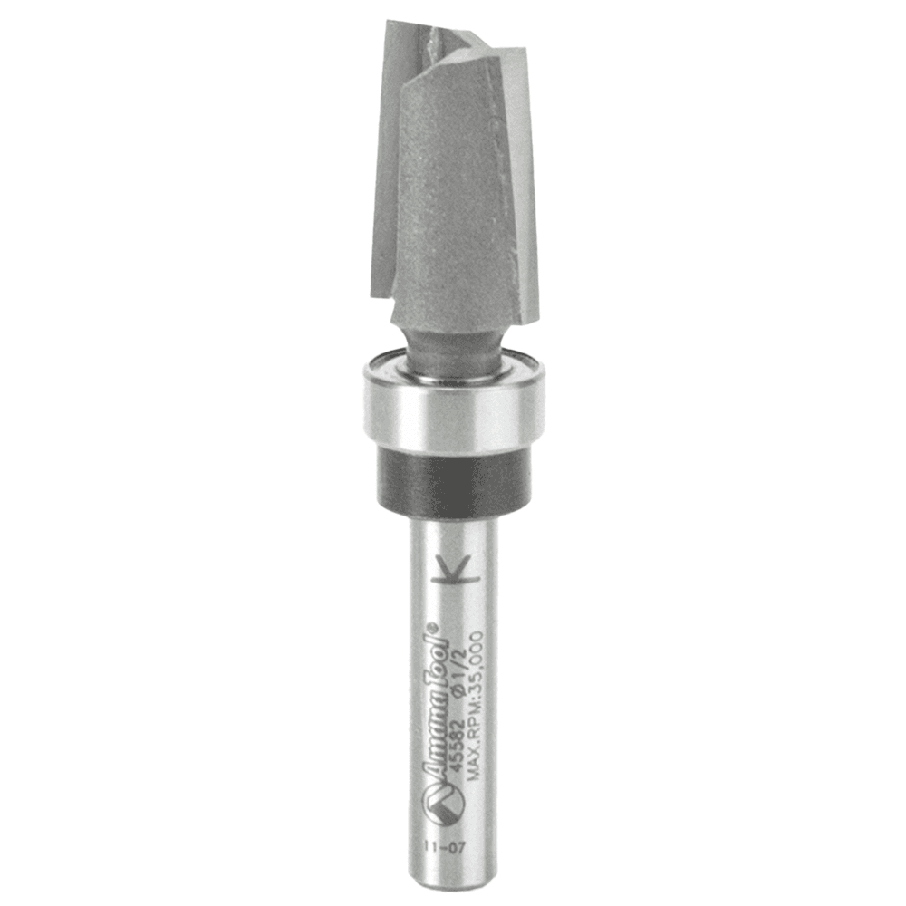 1/2" Dia x 3/4" Carbide Tipped Mortising with Upper Ball Bearing, 2 Flutes, 1/4" Shank