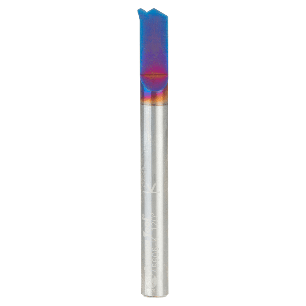 0575" x 2-1/2" 120° Engraving Signmaking Spektra Extreme Tool Life Coated Router Bit, 1/4" Shank