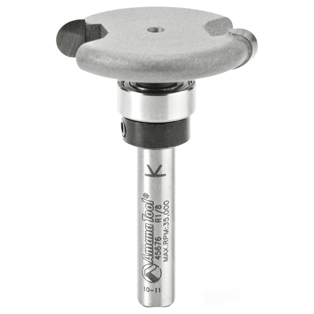 1-1/4" x 1/8" Radius Rounded Dedicated Cutter Flooring Bit with Upper Ball Bearing, 2-Flute, 1/4" Shank