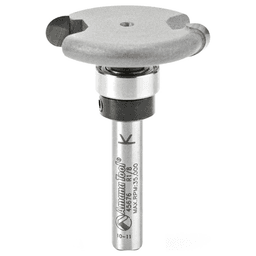 1-1/4" x 1/8" Radius Rounded Dedicated Cutter Flooring Bit with Upper Ball Bearing, 2-Flute, 1/4" Shank
