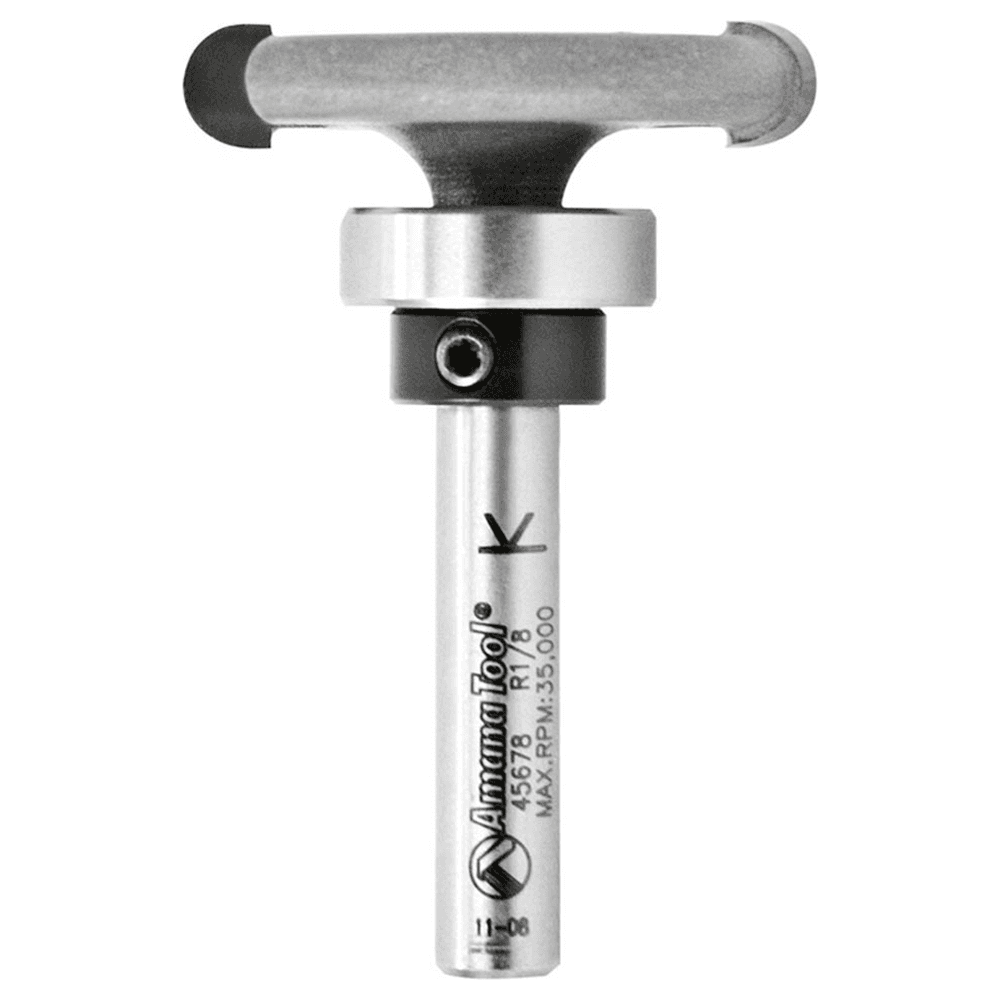 45678 1-1/4" x 1/8" Radius Rounded Dedicated Cutter Flooring Bit with Upper Ball Bearing, 2-Flute, 1/4" Shank
