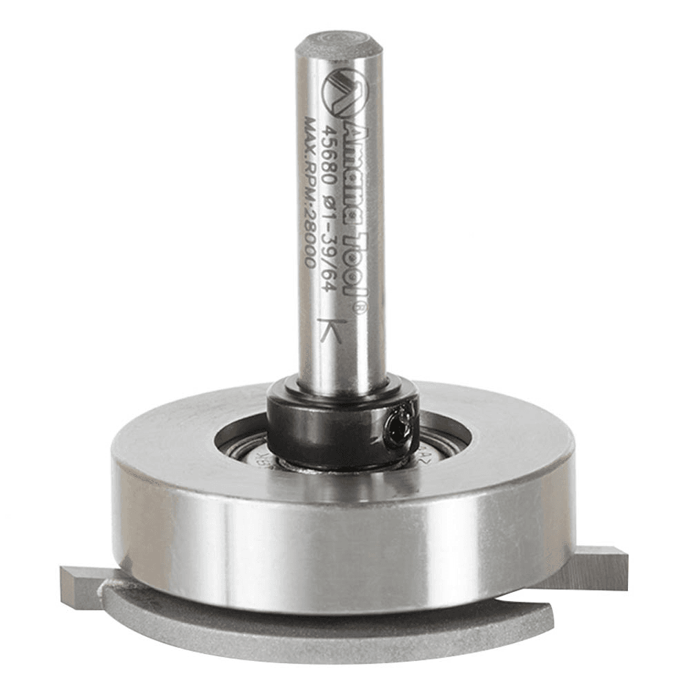 1-39/64" x 1-41/64" Dedicated Cutter Straight Flooring Router Bit with Upper Ball Bearing, 2-Flute, 1/4" Shank