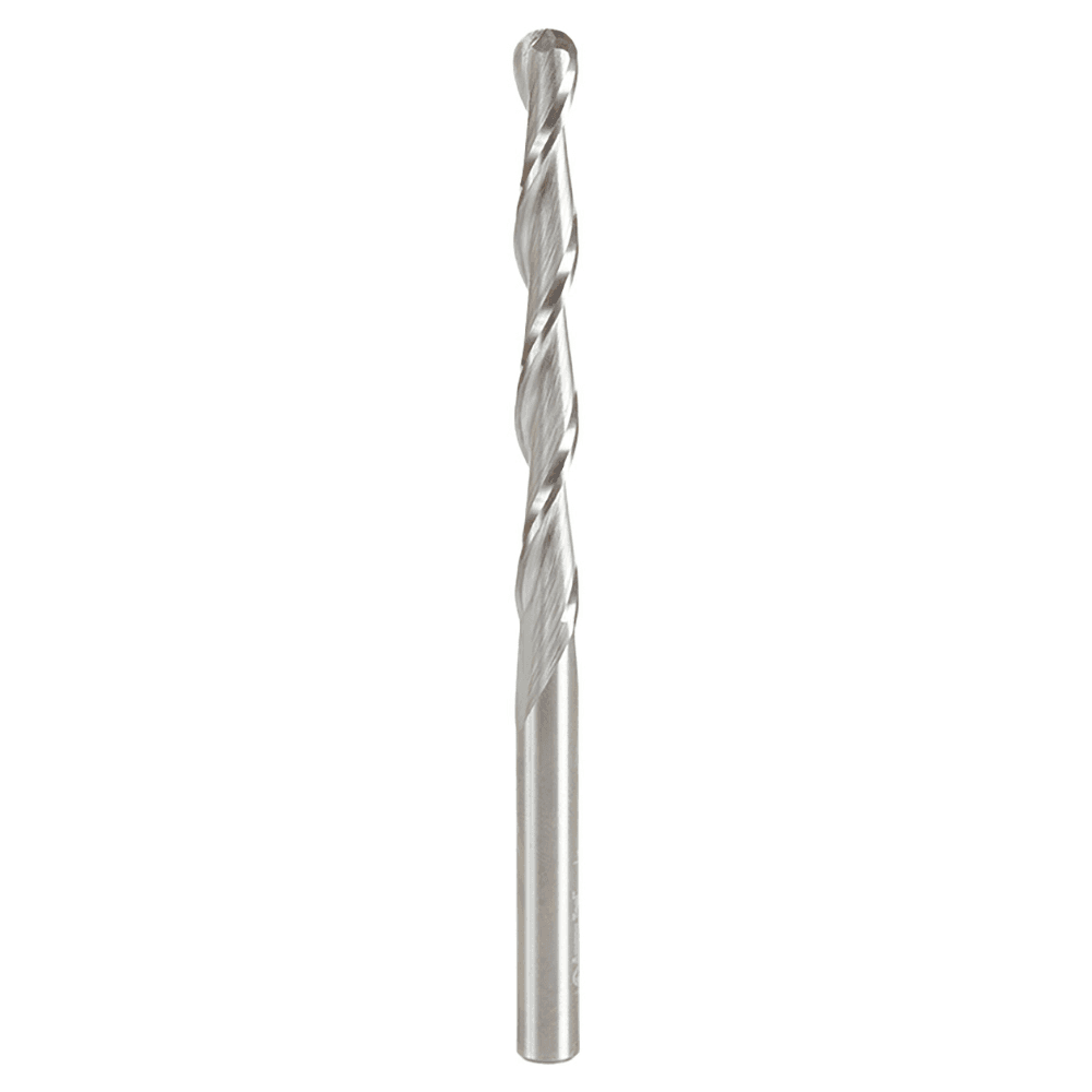 1/4" x 4" Up-Cut Ball End Spiral Router Bit, 2-Flute, 1/4" Shank