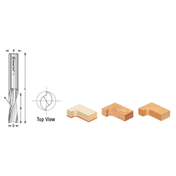 1/8" x 2-1/2" Up-Cut Spiral Plunge Bit, 2-Flute, 1/4" Shank (5/Pack)