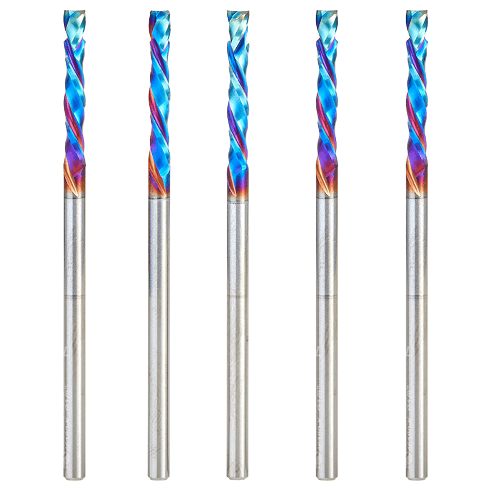 1/8" x 13/16" 5-Piece CNC Solid Carbide Spektra Extreme Tool Life Coated Compression Spiral Bit, 1/8" Shank