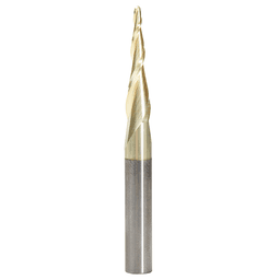 1/16" x 2-23/64" 2D/3D Carving Tapered Ball Tip Up-Cut Spiral Router Bit, 2-Flute, 1/4" Shank