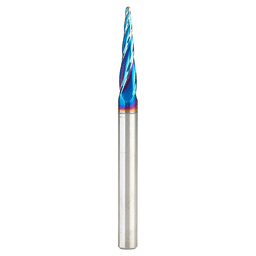1/16" x 3" 2D/3D Carving Tapered Ball Tip Up-Cut Spektra Spiral Router Bit, 4-Flute, 1/4" Shank