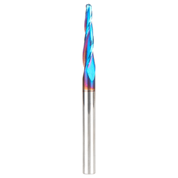 3mm x 75mm CNC 2D/3D Carving 3.6° Tapered Angle Ball Up-Cut Spektra Extreme Tool Life Coated Spiral Router Bit, 3-Flute, 6mm Shank