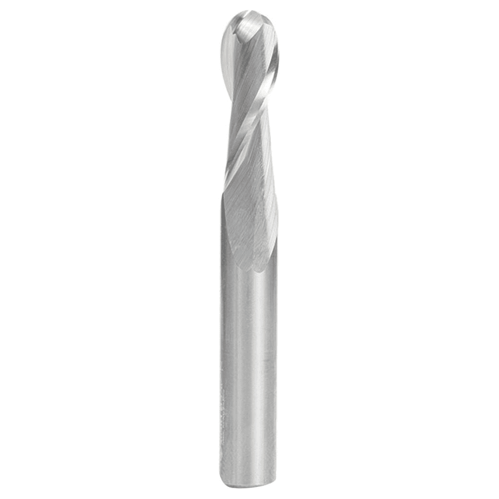 3/8" x 3" Up-Cut Ball Nose Spiral Router Bit, 2-Flute, 3/8" Shank