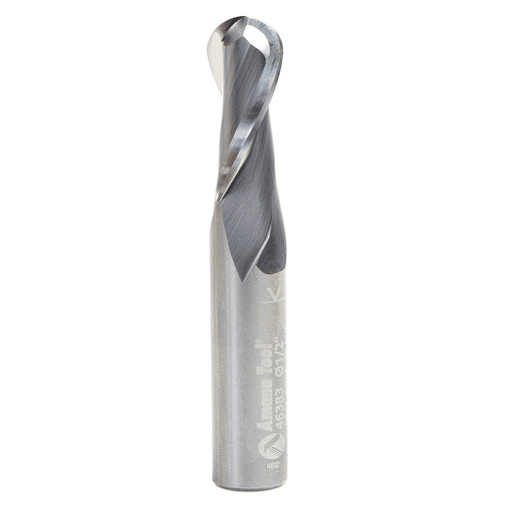 1/2" x 3" Up-Cut Ball Nose Spiral Router Bit, 2-Flute, 1/2" Shank