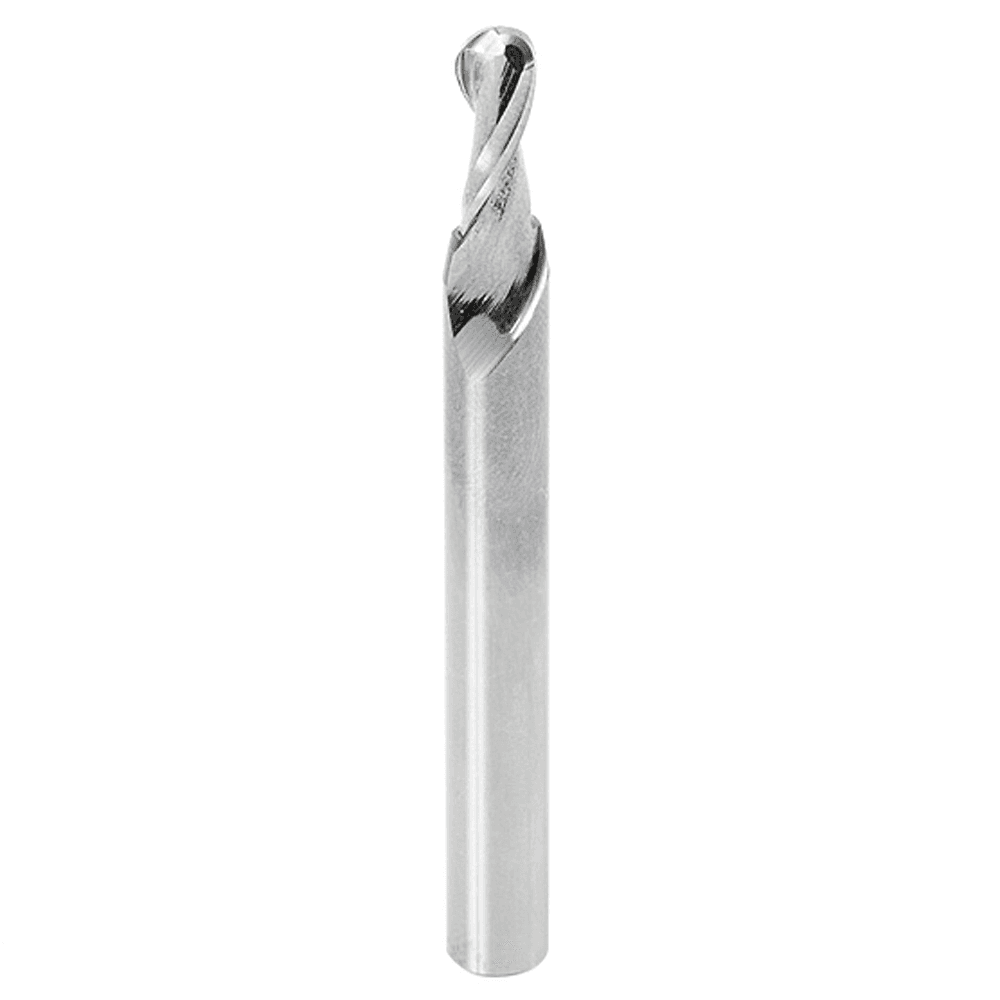 3/16" x 2-1/2" Up-Cut Ball Nose Spiral Router Bit, 2-Flute, 1/4" Shank