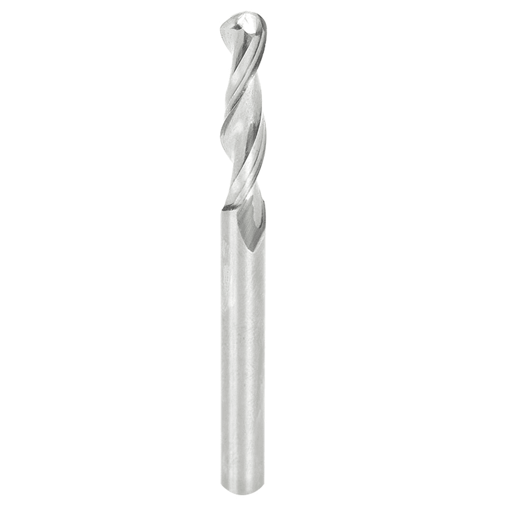 1/4" x 3" Up-Cut Ball Nose Spiral Router Bit, 2-Flute, 1/4" Shank