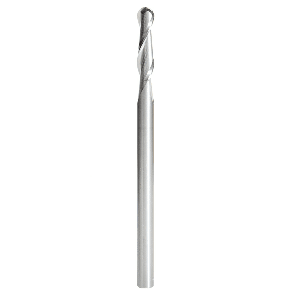 1/4" x 4" Up-Cut Ball Nose Spiral Router Bit, 2-Flute, 1/4" Shank