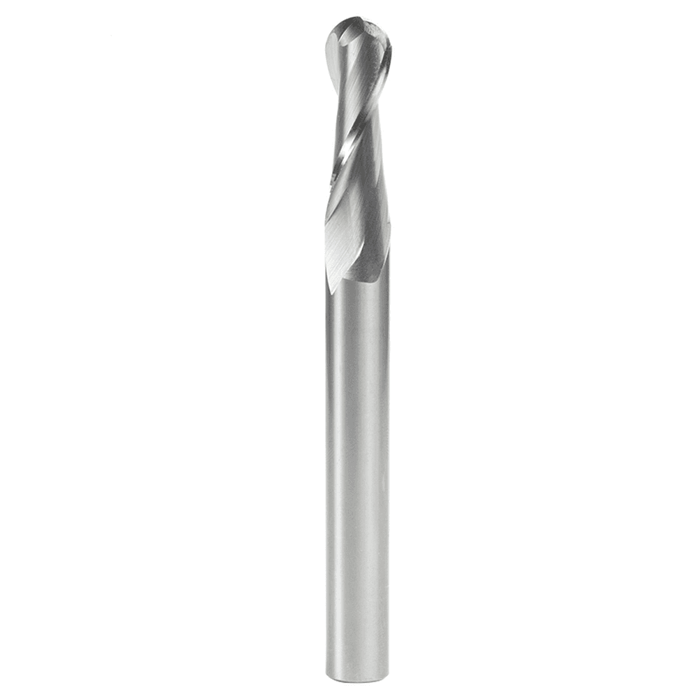1/2" x 5" Up-Cut Ball Nose Spiral Router Bit, 2-Flute, 1/2" Shank
