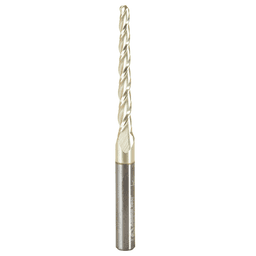 3.2mm x 75mm 2D/3D Carving Tapered Ball Tip ZrN Coated Up-Cut Spiral Router Bit, 3-Flute, 6mm Shank