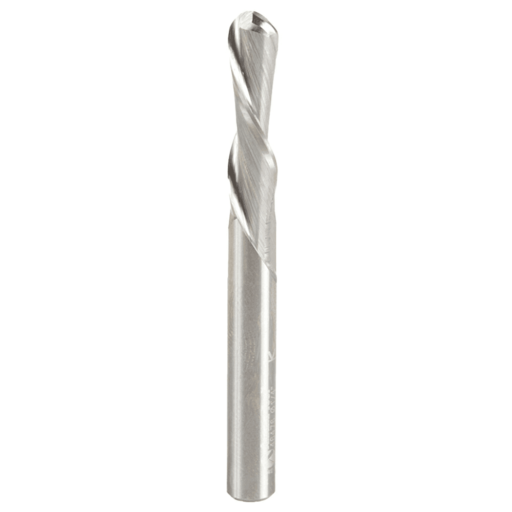 1/4" x 2-1/2" Down-Cut Ball Nose Spiral Router Bit, 2-Flute, 1/4" Shank, 1" Cutting Height