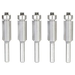 1/2" x 1" 5 Pack Carbide Tipped Flush Trim Bit, 2-Flute, 1/4" Shank