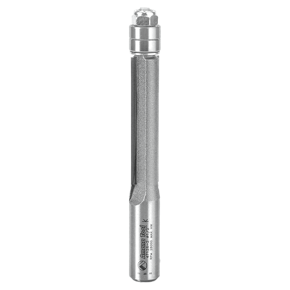 1/2" x 4-3/8" Flush Trim Bit with Double Ball Bearing, 2-Flute, 1/2" Shank