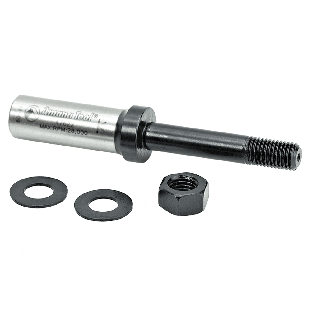 5/16" - 24 NF x 3-15/16" Router Arbor with Hex Nuts/Washers, 1/2" Shank