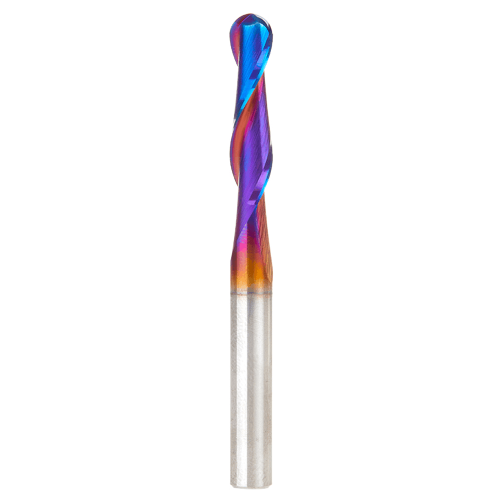 6mm x 63mm Solid Carbide Spektra Extreme Tool Life Coated Up-Cut Ball Nose Spiral Router Bit, 2-Flute, 6mm Shank