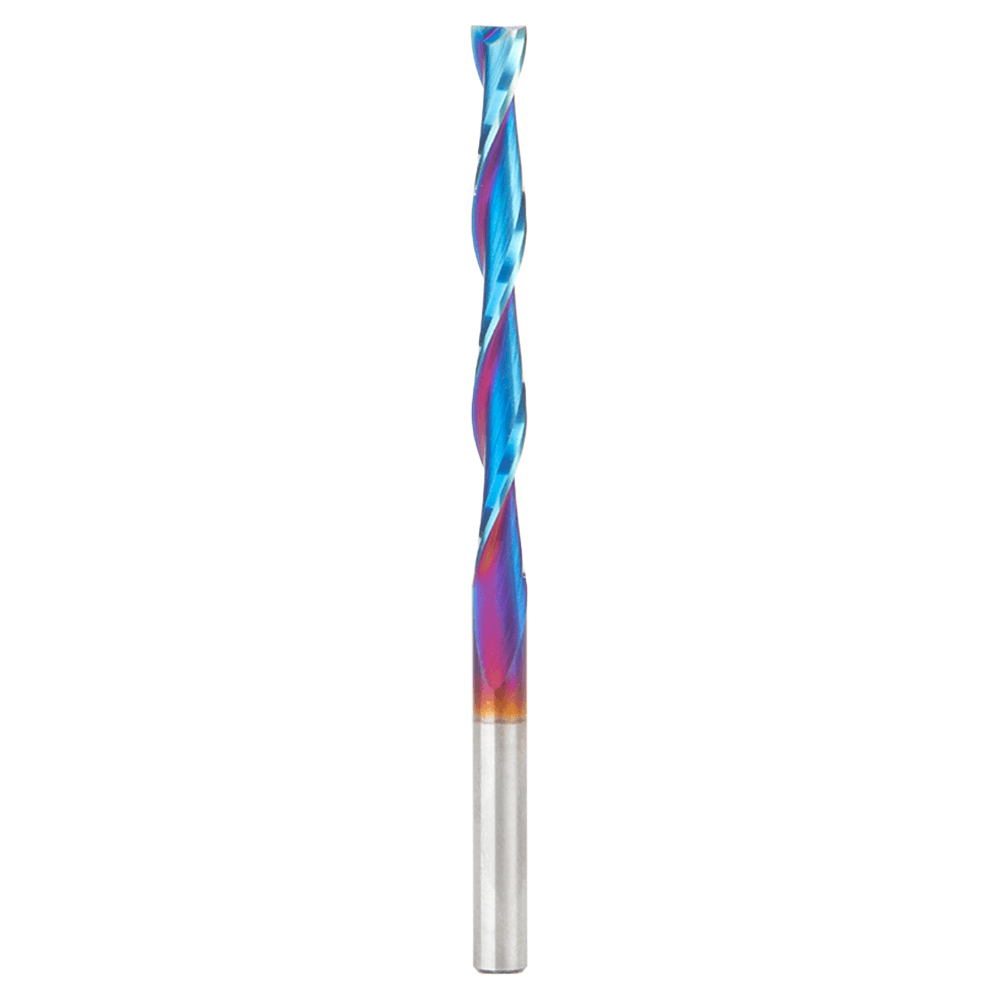 6mm x 100mm Solid Carbide CNC Spektra Extreme Tool Life Coated Foam Cutting Up-Cut Square End Spiral Router Bit, 2-Flute, 6mm Shank